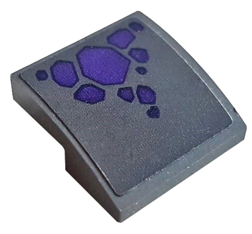 Slope, Curved 2 x 2 x 2/3 with Dark Purple Lava Pattern (Sticker) 15068pb374 Used
