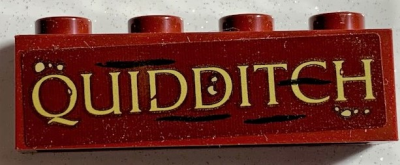 Brick 1 x 4 with 'QUIDDITCH' Pattern (Sticker) - Set 75978, 3010pb328 Dark Red U