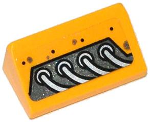 Slope 30 1 x 2 x 2/3 with 4 Silver Cables Pattern Model Left Side (Sticker) - Set 70129, 85984pb042L Bright Light Orange U