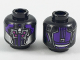 Minifigure, Head Alien Sakaarian with Dark Purple Armor, Silver Jaw Guard, and 4 Magenta Eyes Pattern, 3626pb2004  