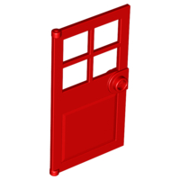 Дверь Lego Door 1 x 4 x 6 with 4 Panes and Stud Handle 60623 Red U