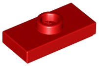 Plate, Modified 1 x 2 with 1 Stud with Groove and Bottom Stud Holder (Jumper), 15573 Red U