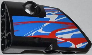 Technic, Panel Fairing # 1 Small Smooth Short, Side A with Red and White Swirls on Blue Pattern (Sticker) - Set 42010, 87080pb005 Black U