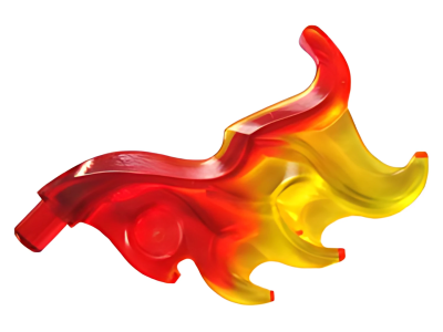 Деталь LEGO Wave Rounded Curved Wing with Bar End (Flame) with Marbled Trans-Yellow Pattern 18394pb01 Trans-Red U