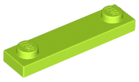 Plate, Modified 1 x 4 with 2 Studs without Groove, 92593 Lime U