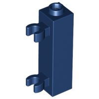 Brick, Modified 1 x 1 x 3 with 2 Clips (Vertical Grip) - Hollow Stud, 60583b Dark Blue U