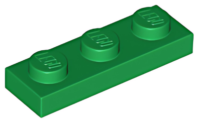 Деталь LEGO Plate 1 x 3 3623 Green U