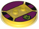 Dimensions Toy Tag 4 x 4 x 2/3 with 2 Studs and Trans-Orange Bottom with Paw Print and Lime Hand in Dark Green Circle on Magenta Background Pattern (Beast Boy), 18605c02pb10