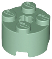 Brick, Round 2 x 2 with Axle Hole, 3941 Sand Green U