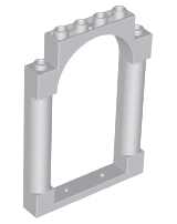 Door, Frame 1 x 6 x 7 Arched with Notches and Rounded Pillars, 40066 Light Bluish Gray U