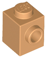 Brick, Modified 1 x 1 with Stud on Side 87087 Medium Nougat N