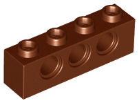 Technic, Brick 1 x 4 with Holes, 3701 Reddish Brown N