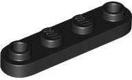 Plate, Round 1 x 4 with 2 Open Studs, 77845 Black N