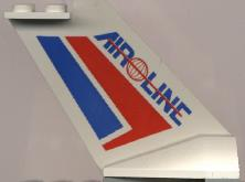 Tail Wedge with Blue 'AIR LINE' with Red Wire Frame Globe Logo and Stripes Pattern, 4867pb05 White U