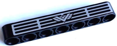 Technic, Liftarm Thick 1 x 7 with Silver Letter V on Wings and Grille Pattern (Sticker) - Set 42106, 32524pb067 Black U
