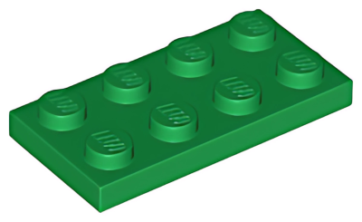 Деталь LEGO Plate 2 x 4 3020 Green U