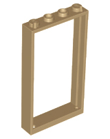 Door, Frame 1 x 4 x 6 with 2 Holes on Top and Bottom, 60596 Dark Tan U