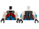 Torso Armor with Black Neck, Dark Azure and Red Chevrons, Light Bluish Gray Straps and Dark Bluish Gray Jetpack on Back Pattern / White Arms with Black Octagons, Dark Azure Elbows and Red Sport Mountain Logos Pattern / Black Hands, 973pb5921c01  