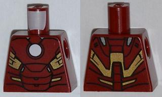 Torso Armor with White Circle Arc Reactor, Gold Panels Pattern (Iron Man Mark 7), 973pb1101 Dark Red U