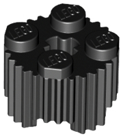 Деталь LEGO Brick, Round 2 x 2 with Axle Hole and Grille / Fluted Profile 92947 Black U