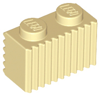 Brick, Modified 1 x 2 with Grille / Fluted Profile 2877 Tan N