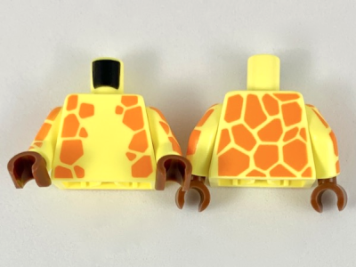 Torso Animal Print Orange Giraffe Spots Pattern / Bright Light Yellow Arms with Orange Giraffe Spots Pattern / Reddish Brown Hands, 973pb3438c01 Bright Light Yellow U