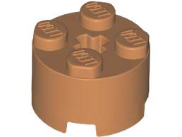 Brick, Round 2 x 2 with Axle Hole, 3941 Medium Nougat U