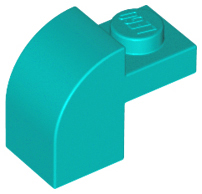 Slope, Curved 2 x 1 x 1 1/3 with Recessed Stud, 6091 Dark Turquoise N