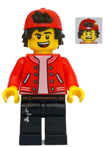 Минифигурка Lego Jack Davids - Red Jacket with Backwards Cap (Open Mouth Smile / Scared) hs047
