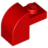 Slope, Curved 2 x 1 x 1 1/3 with Recessed Stud, 6091 Red N