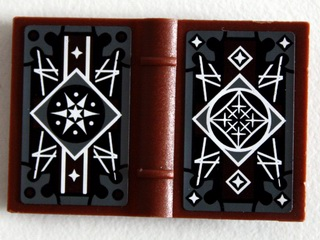 Minifigure, Utensil Book 2 x 3 with White Symmetric Stars and Lines Pattern (Stickers) - Set 10237, 33009pb045 Reddish Brown U