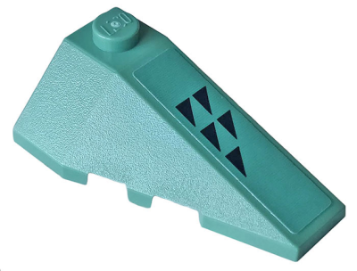 Wedge 4 x 2 Triple Right with Five Black Triangles on Sand Green Background Pattern (Sticker) - Set 70612, 43711pb15 Sand Green U