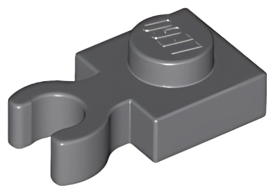 Деталь LEGO Plate, Modified 1 x 1 with Open O Clip Thick (Vertical Grip) 4085d Dark Bluish Gray U