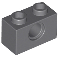 Technic, Brick 1 x 2 with Hole, 3700 Dark Bluish Gray N