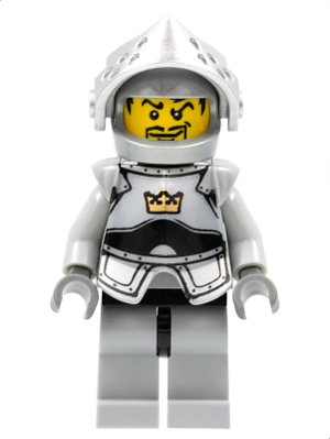 Минифигурка Lego Castle Fantasy Era - Crown Knight Plain with Breastplate, Helmet with Visor, Curly Eyebrows and Goatee, Black Hips, Light Bluish Gray Legs cas350