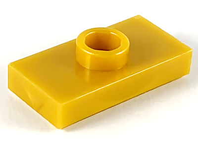 Деталь LEGO Plate, Modified 1 x 2 with 1 Stud with Groove and Bottom Stud Holder (Jumper) 15573 (78823) Pearl Gold U