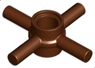 Technic, Pin Connector Hub with 4 Bars and Through Pin Hole, 3803 Reddish Brown N