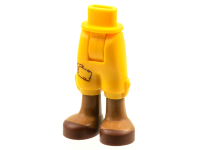 Mini Doll Hips and Trousers Cropped with Patch, Medium Nougat Legs, and Reddish Brown Sandals Pattern - Thick Hinge, 92251c00pb15 Bright Light Orange U