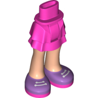 Mini Doll Hips and Skirt Layered, Light Nougat Legs and Medium Lavender Shoes with White Laces and Dark Pink Soles Pattern - Thick Hinge, 92250c00pb22 Dark Pink U