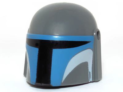 Деталь LEGO Lego Headgear Helmet with Holes, SW Mandalorian 87610pb02 Dark Bluish Gray U