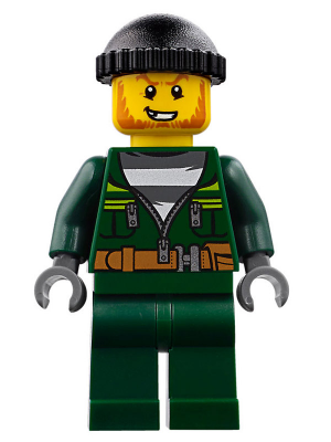 Минифигурка Lego Police - City Bandit Male with Dark Green Zip Jacket, Dark Green Legs, Black Knit Cap cty0735