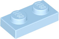 Plate 1 x 2, 3023 Bright Light Blue U