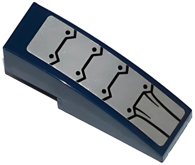 Деталь LEGO Lego Slope, Curved 3 x 1 with Silver Armor Plates and Black Rivets Pattern (Sticker) 50950pb102 U