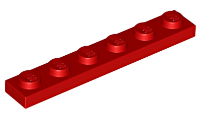 Деталь LEGO Plate 1 x 6 3666 Red U