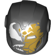 Minifigure, Headgear Helmet Armor Plates and Ear Protectors with Black and Gold Faceplate, White Alien Eyes and White Sharp Teeth Pattern, 28631pb17 Black U