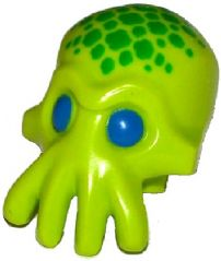 Minifigure, Head, Modified Alien with 4 Mouth Tentacles with Blue Eyes and Green Spots Pattern, 18828pb01 Lime U
