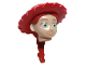 Minifigure, Head, Modified Female with Red Hat and Ponytail Pattern (Jessie), 87764pb01  