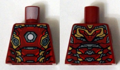 Torso Armor with White Circle and Gold and Silver Plates Pattern, 973pb1924 Dark Red U