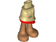 Mini Doll Hips and Asymmetric Layered Skirt, Red Ruffle, Medium Nougat Legs and Feet Pattern - Thick Hinge, 20377c00pb06
