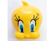Minifigure, Head, Modified Looney Tunes Tweety with Black Eyelashes and Dark Azure Eyes Pattern, 69974pb01  